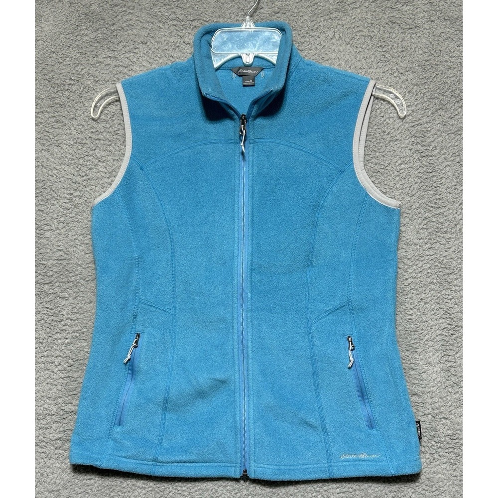 Eddie Bauer Vest Blue Size Small Womens Fleece Full Zip Polartec Sleeveless